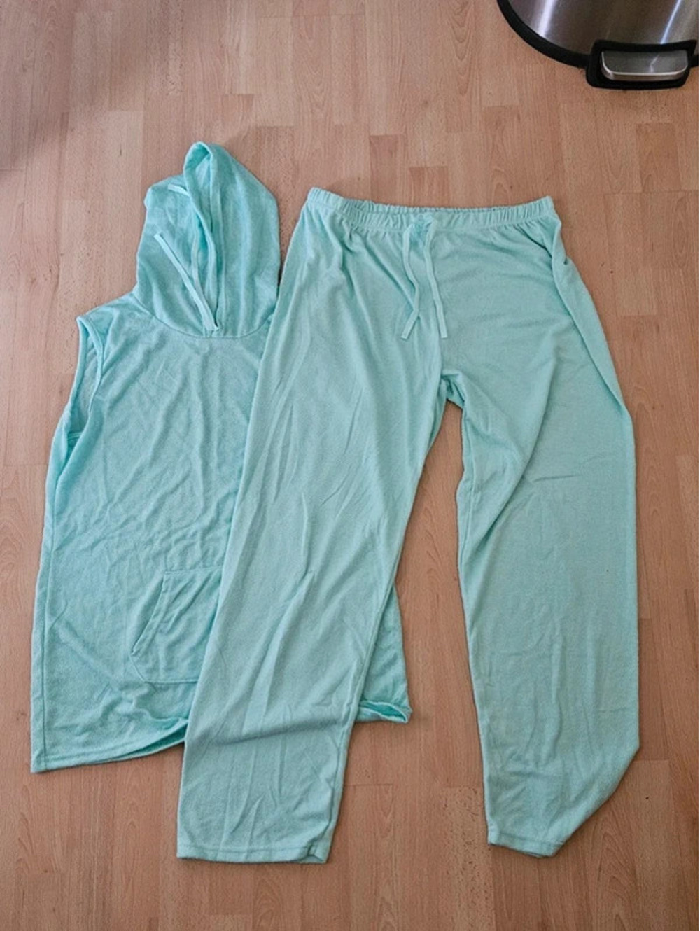 Emme Jordin Green Soft Lounge Set 3X Sleeveless Hoodie Pants Plus Runs Small